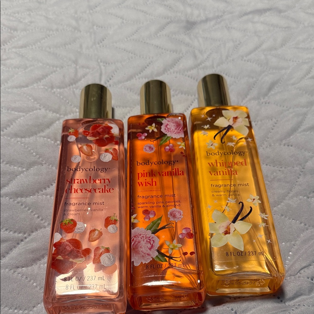 Bodycology Fragrance Mist Trio - Strawberry, Pink, and Vanilla